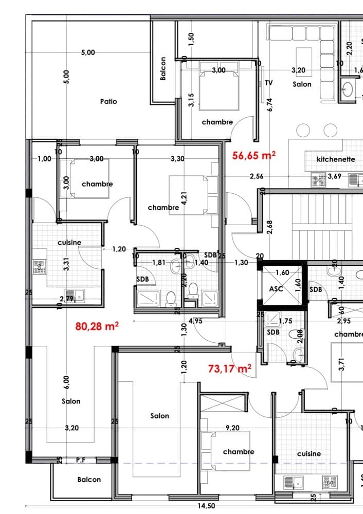 Plan de l’étage courant, lot 8, lotissement Nzaha